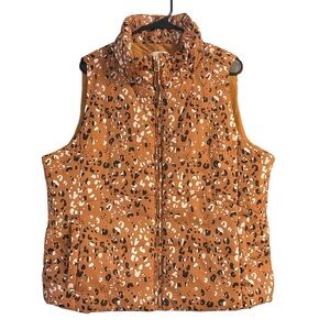 LOFT outlet cheetah print puffer vest full zipper casual cozy fall size L